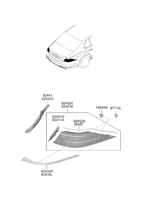 2024 Hyundai Genesis G90 Rear Combination Lamp Diagram 2