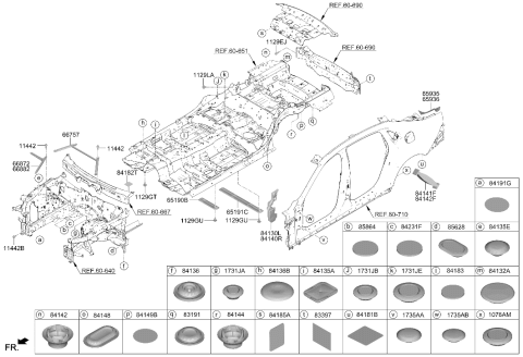 2023 Hyundai Genesis G90 Pad-Roof Side Diagram for 84182-29010
