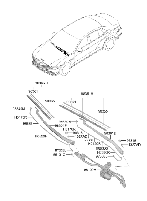 2026 Hyundai Genesis G90 Nut Diagram for 98136-4D000