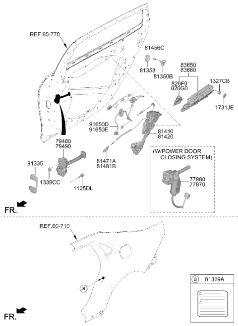 2023 Hyundai Genesis G90 Decal-Power Dr Latch Diagram for 81329-J6000