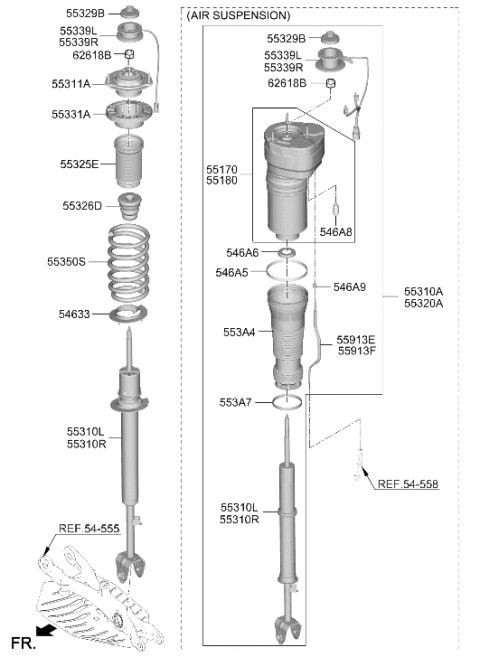 2026 Hyundai Genesis G90 PAD-REAR SPRING,UPR Diagram for 55334-T1000