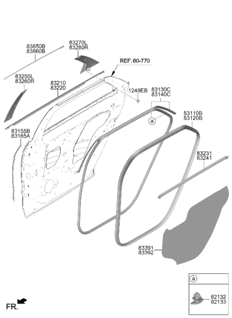 2022 Hyundai Ioniq 5 GARNISH ASSY-RR DR RR FRAME,LH Diagram for 83270-GI010-EB