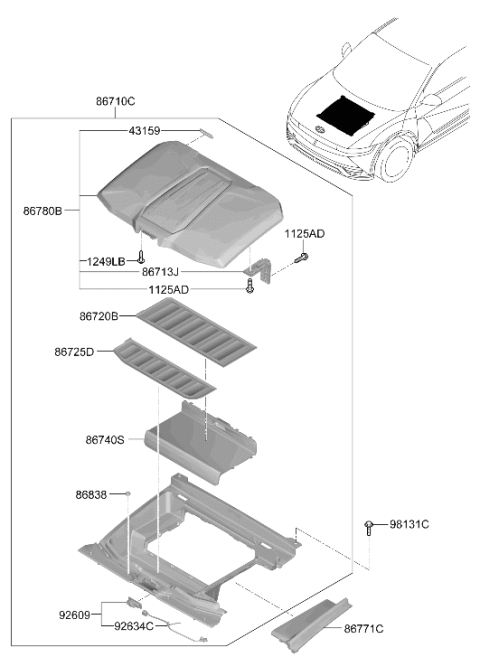 2022 Hyundai Ioniq 5 LAMP ASSY-FR TRUNK Diagram for 92609-GI000