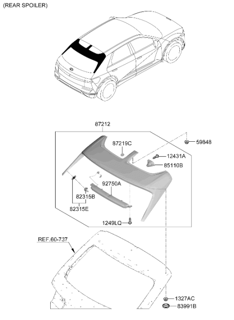 2022 Hyundai Ioniq 5 Rear Spoiler Assembly Diagram for 87210-GI300