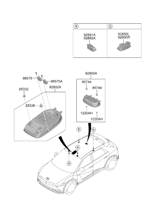 2023 Hyundai Ioniq 5 BODY ASSY-ROOM LAMP Diagram for 92803-GI070-YGU