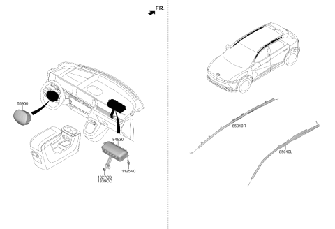 2023 Hyundai Ioniq 5 Steering Wheel Air Bag Module Assembly Diagram for 80100-GI600-PNY