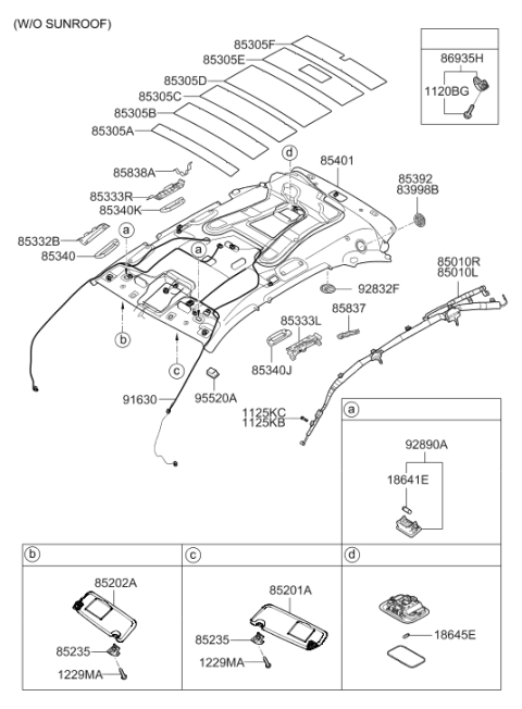2009 Hyundai Veracruz Pad-Roof No.4 Diagram for 85305-2B300