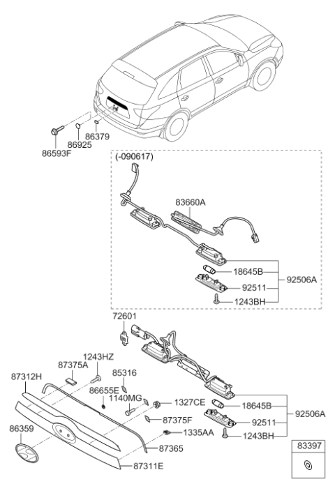 2007 Hyundai Veracruz Roof Garnish & Rear Spoiler Diagram 2