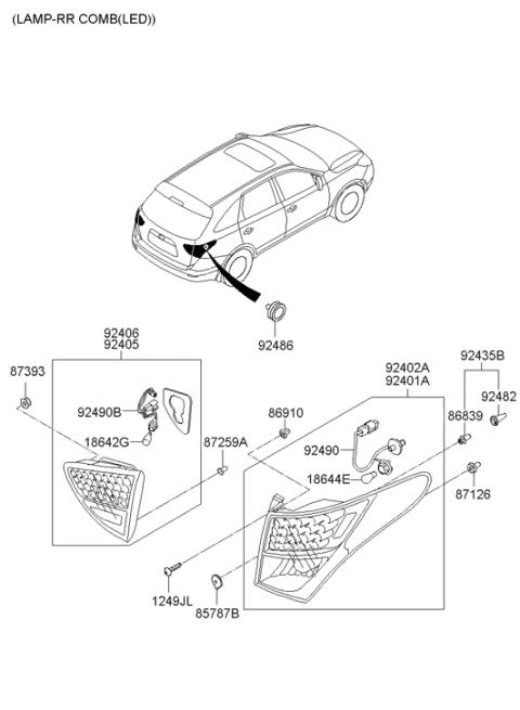 2006 Hyundai Veracruz Bulb Diagram for 18644-28088-N