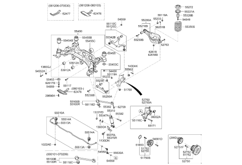2010 Hyundai Veracruz Flange Nut-Self Locking Diagram for 54559-26000