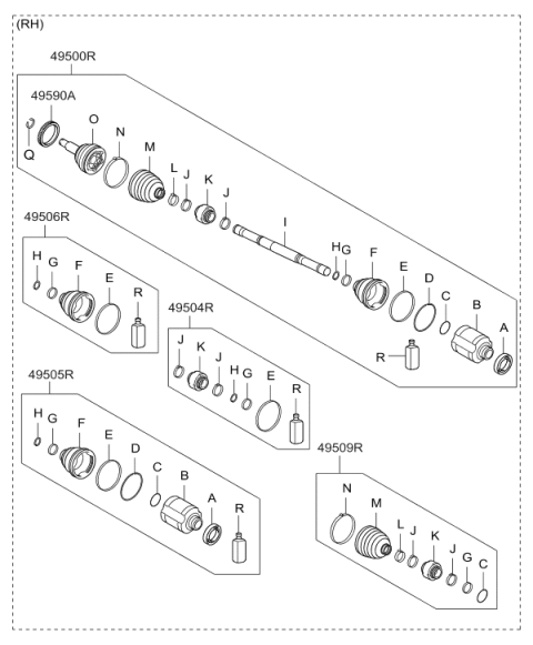 2007 Hyundai Veracruz Drive Shaft-Front Diagram 2