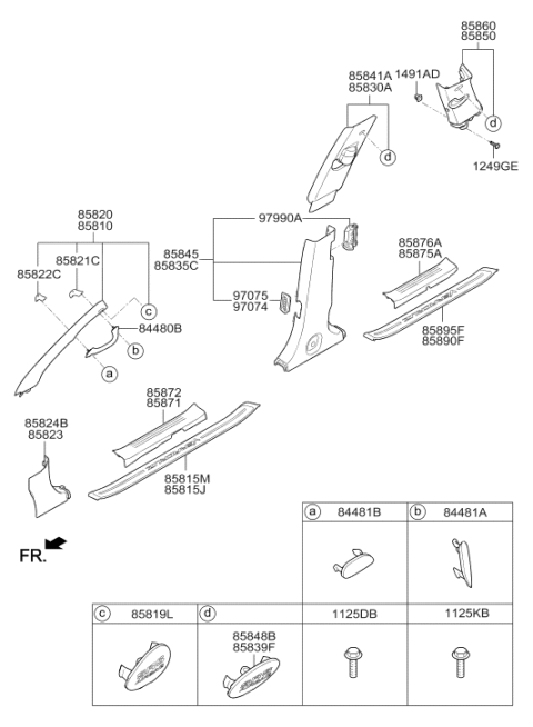2006 Hyundai Veracruz Front Door Scuff Trim Assembly Left Hand Diagram for 85871-3J000-6T