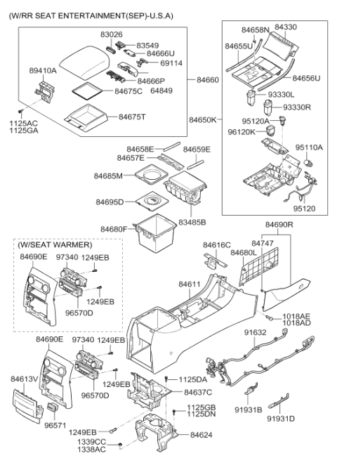2012 Hyundai Veracruz Cigar Lighter Plug Assembly Diagram for 95110-2D000