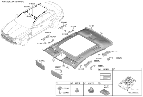 2025 Hyundai Genesis G80 Sunvisor & Head Lining Diagram 2