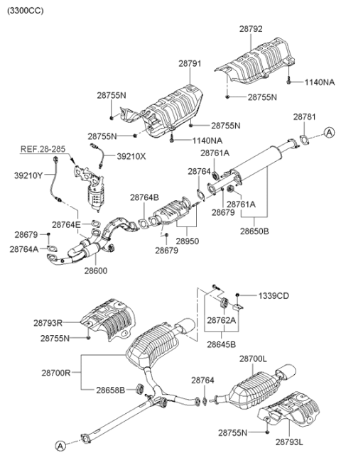 2005 Hyundai Sonata New Body Style (US) Muffler & Exhaust Pipe Diagram 2