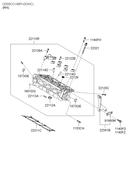 2005 Hyundai Sonata New Body Style (US) Cylinder Head Diagram 3