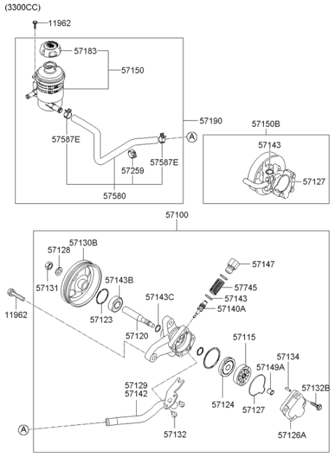 2005 Hyundai Sonata New Body Style (US) Power Steering Oil Pump Diagram 2