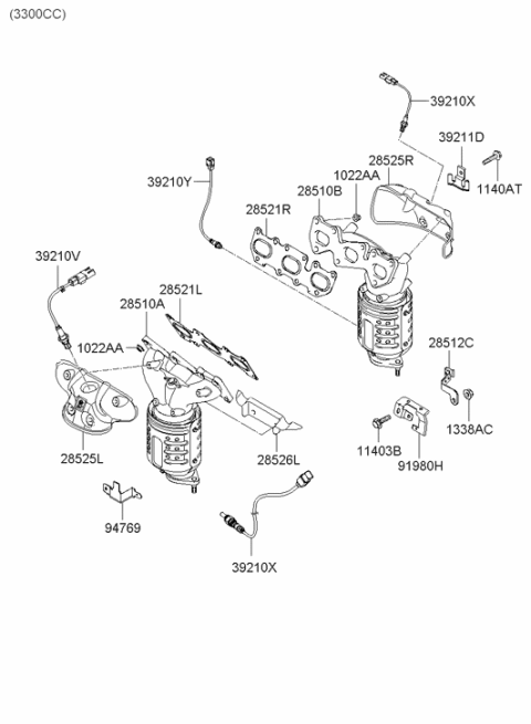 2005 Hyundai Sonata New Body Style (US) Exhaust Manifold Diagram 2
