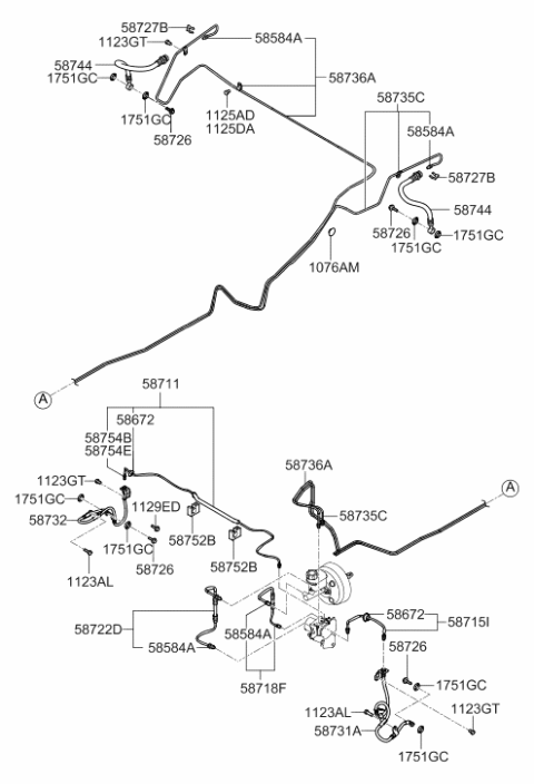 2006 Hyundai Sonata Brake Tube Assembly Diagram for 58711-3K000