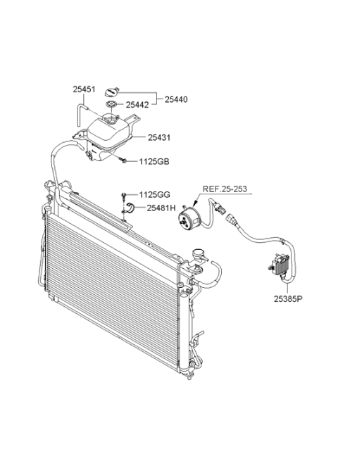 2005 Hyundai Sonata New Body Style (US) Radiator Hose & Reservoir Tank Diagram 3