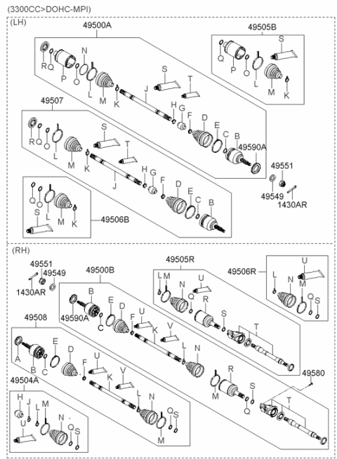 2005 Hyundai Sonata New Body Style (US) Drive Shaft Diagram 2