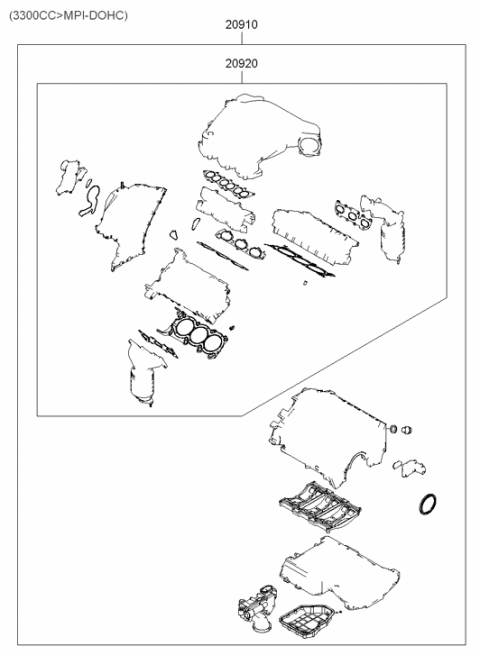 2005 Hyundai Sonata New Body Style (US) Engine Gasket Kit Diagram 2