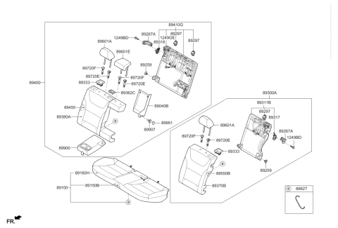 2020 Hyundai Ioniq Rear Seat Back Armrest Assembly Diagram for 89900-G7000-WSC