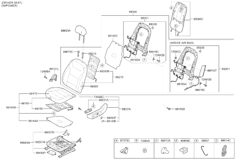 2020 Hyundai Ioniq Front Left Hand Seat Back Covering Assembly Diagram for 88360-G2035-WSF