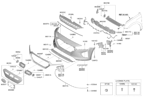 2020 Hyundai Ioniq Radiator Grille Cover Upper Diagram for 86361-G7000