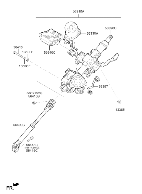 2020 Hyundai Ioniq Steering Column Assembly Diagram for 56310-G7510