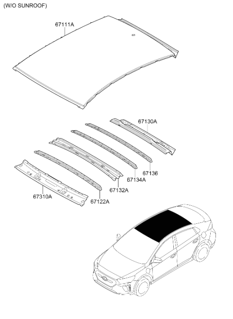 2020 Hyundai Ioniq Roof Panel Diagram for 67111-G2000