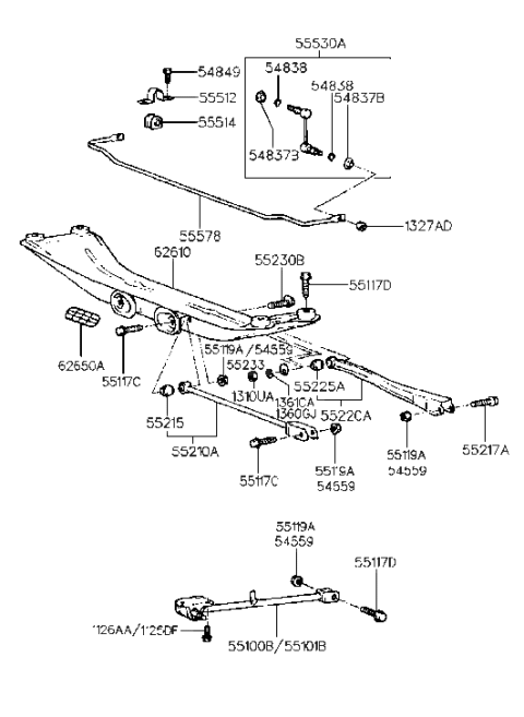 2001 Hyundai Tiburon Bush-Rear Stabilizer Diagram for 55513-27010