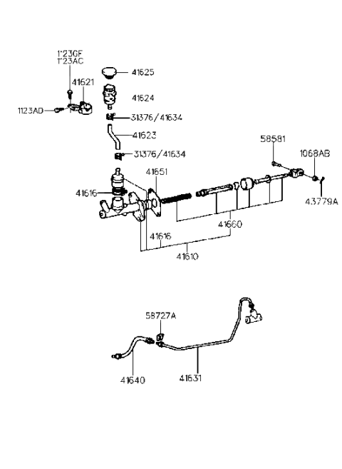 1997 Hyundai Tiburon Cylinder Kit-Clutch Master Diagram for 41660-29B01