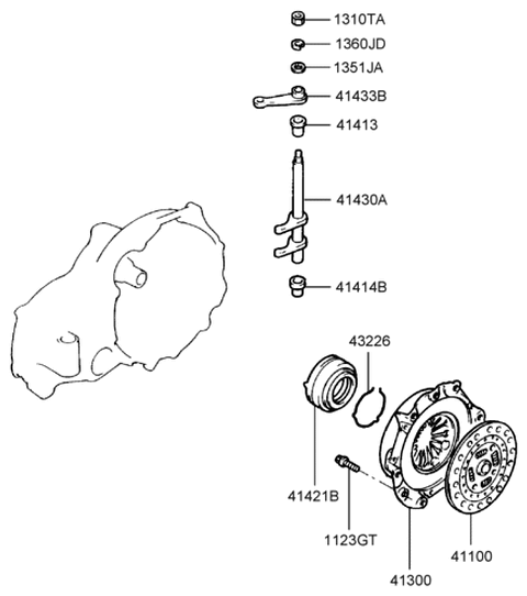 2001 Hyundai Tiburon Clutch Disc Assembly Diagram for 41100-28021