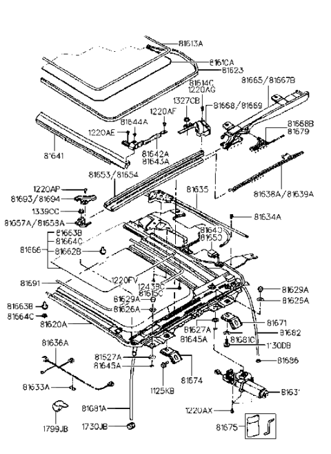 2000 Hyundai Tiburon Grommet-Sunroof Drain Hose Rear Diagram for 81686-21000