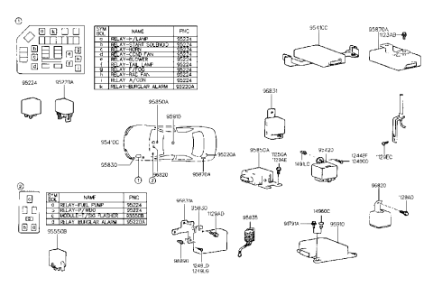 1998 Hyundai Tiburon Air Bag Control Module Assembly Diagram for 95910-27400