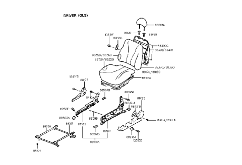 2001 Hyundai Tiburon Front Seat Cushion Cover Left Diagram for 88160-27151-LLP