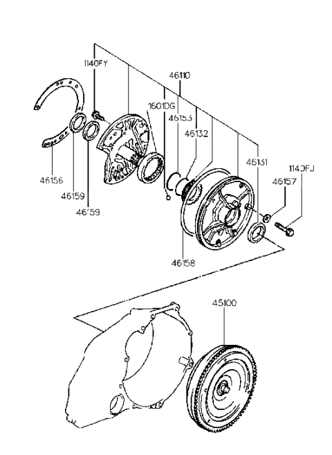 2001 Hyundai Tiburon Oil Pump Assembly Diagram for 46110-28813
