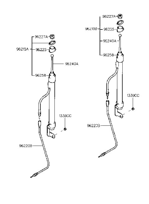 1999 Hyundai Tiburon Radio Antenna Assembly Diagram for 96230-27000