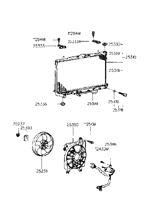1998 Hyundai Tiburon Cap Assembly Radiator Diagram for 25330-38000