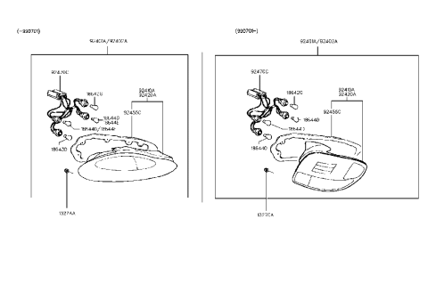 1998 Hyundai Tiburon Rear Combination Lamp Assembly Left Hand Diagram for 92401-27500