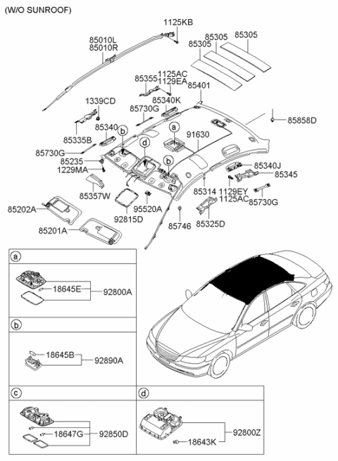 2009 Hyundai Azera Bulb-Halogen Diagram for 18647-10001
