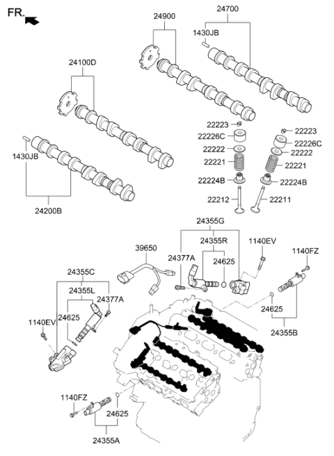 2010 Hyundai Azera Valve-Oil Control,RH Diagram for 24355-3C200