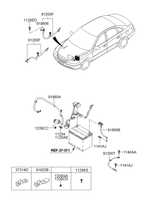 2006 Hyundai Azera Wiring Assembly Battery (+) Diagram for 91850-3K110