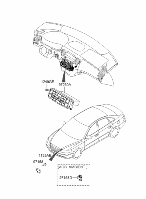 2007 Hyundai Azera Heater Control Assembly Diagram for 97250-3L300-3G