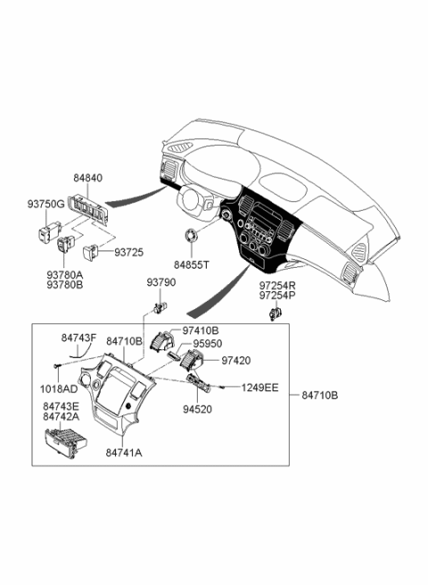 2006 Hyundai Azera Produced After OCT.31.2006 Crash Pad Diagram 3