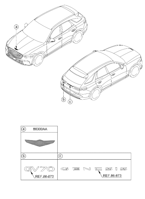 2025 Hyundai Genesis Electrified GV70 SYMBOL MARK-GENESIS Diagram for 86300-AR000