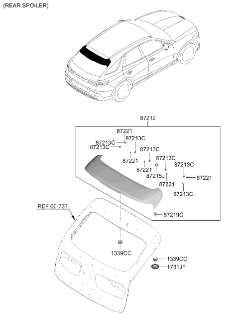 2024 Hyundai Genesis Electrified GV70 Roof Garnish & Rear Spoiler Diagram 2