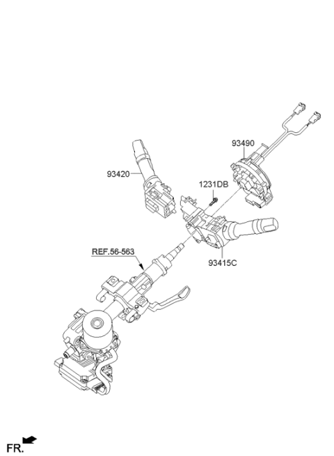 2013 Hyundai Santa Fe Lighting & Turn Signal Switch Assembly Diagram for 93410-4Z100