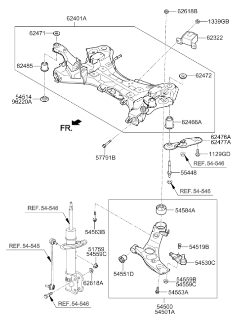 2013 Hyundai Santa Fe Bush-Front Lower Arm"A" Diagram for 54551-3R000